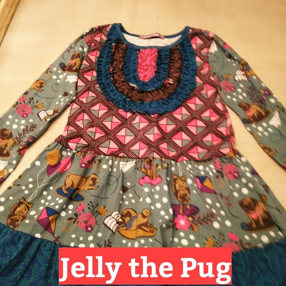 Jelly The Pug Other - Jelly the Pug mixed media dress, ruffled Sz 8